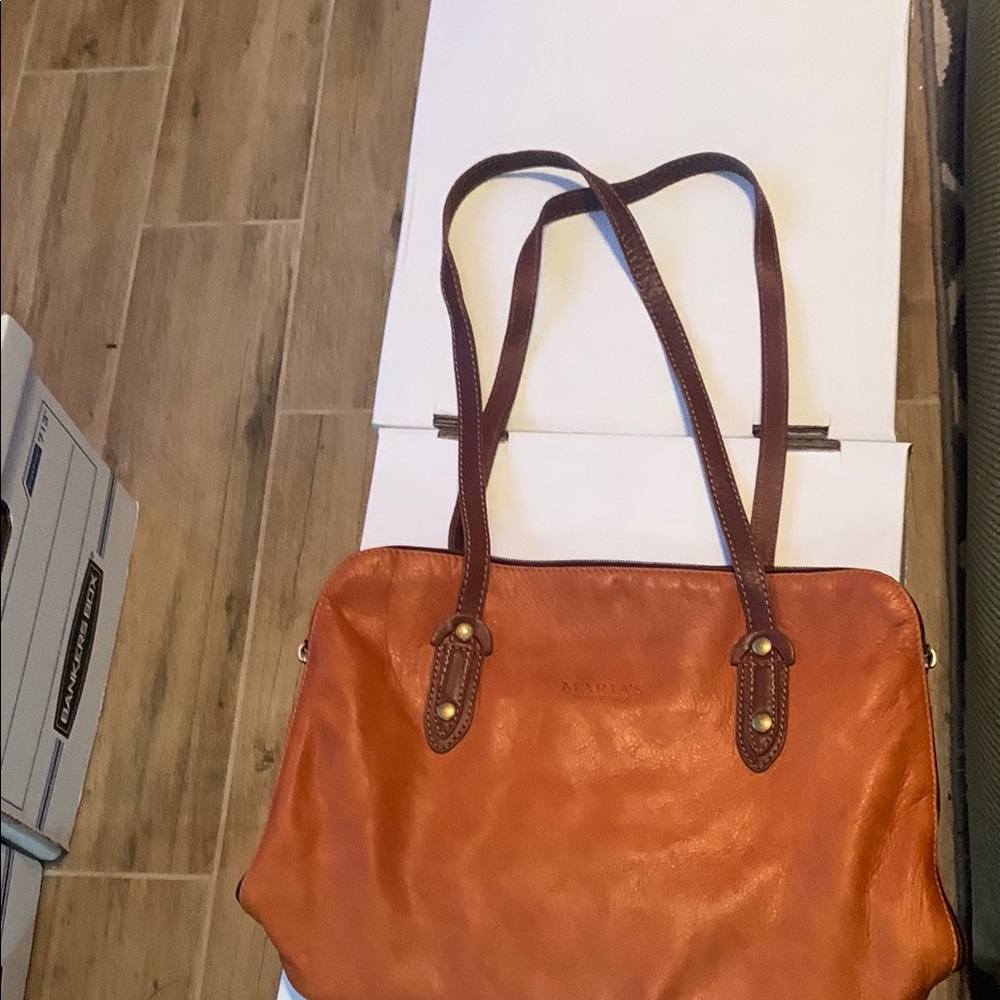 Maria’s Brand Orange Leather Shoulder Bag
